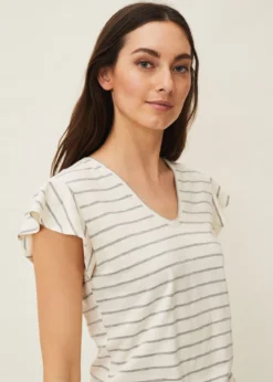 Sido Stripe Frill Sleeve Top