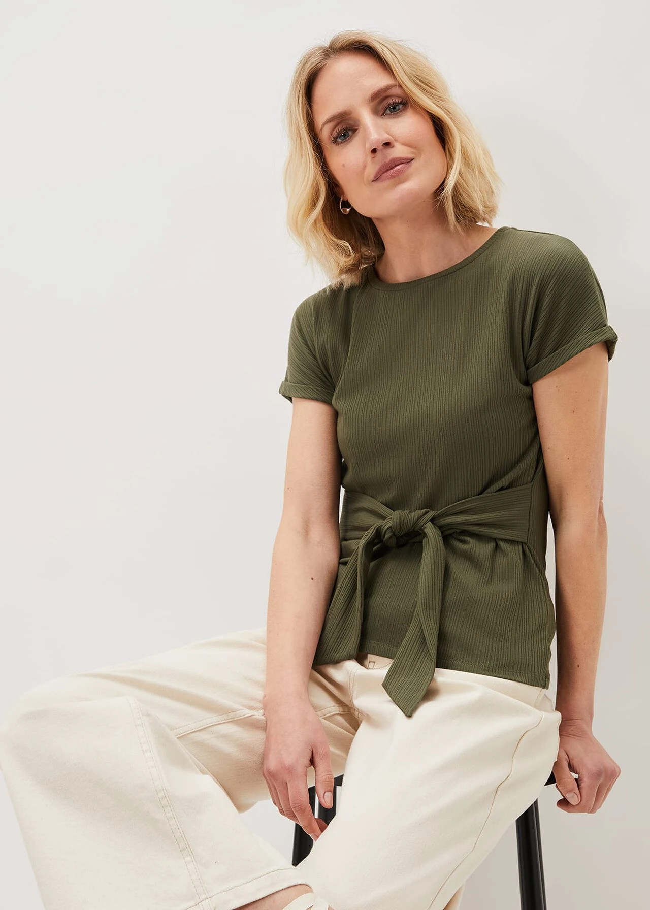 Jaylene Textured Tie Waist Top 1 Jaylene Textured Tie Waist Top