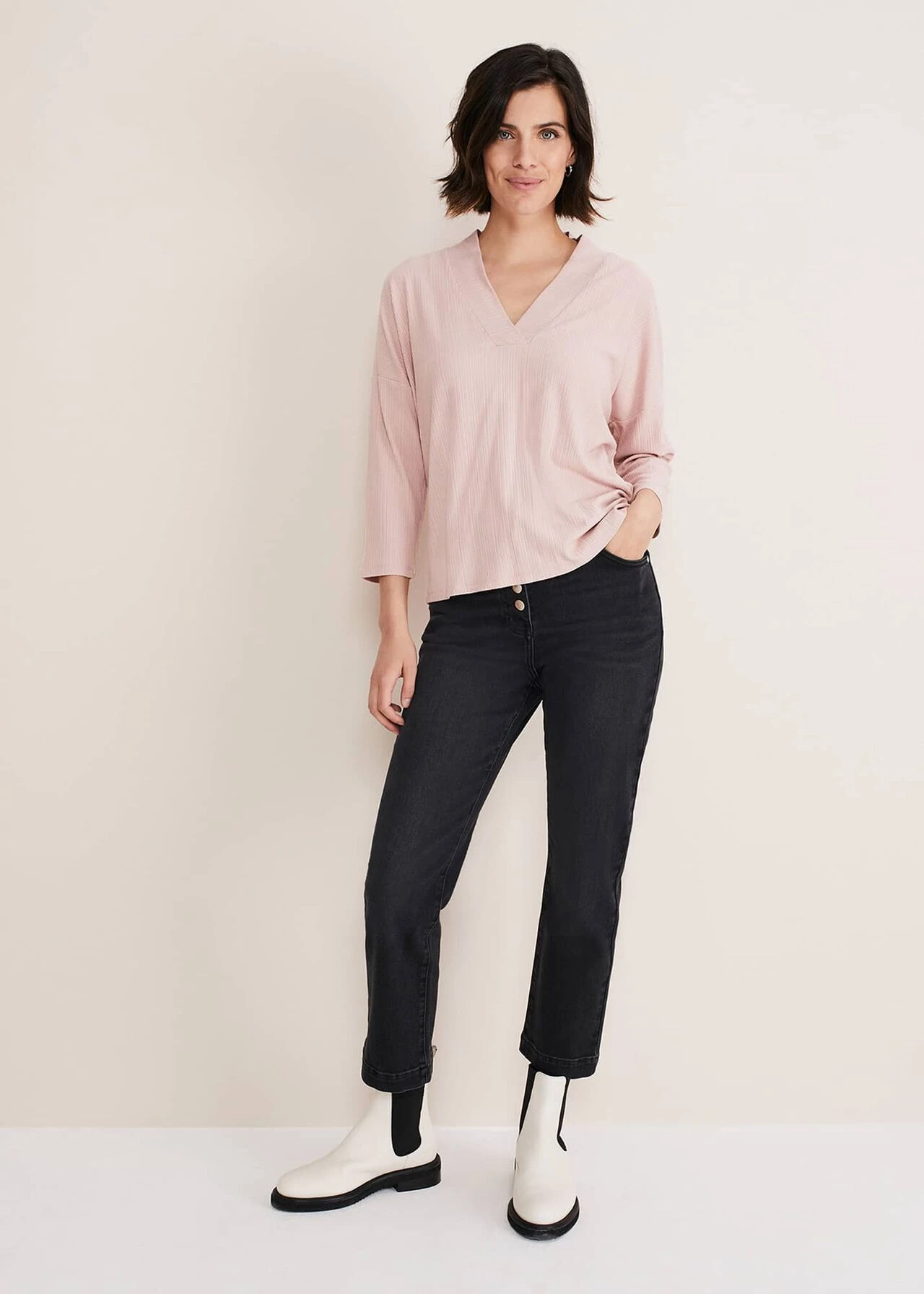 Shellie Textured V Neck Top 3 Shellie Textured V Neck Top – Bild 3