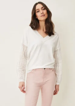 Lise White Broderie Top