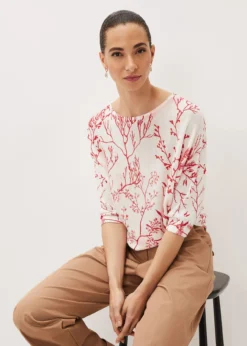 Eleanor Coral Print Linen Jumper