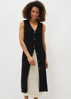 Kourtney Maxi Ribbed Sleeveless Cardigan