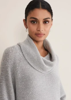 Bronte Cowl Neck Sequin Jumper -Bekleidung Verkaufsgeschäft 403839065 04 bronte cowl neck sequin jumper