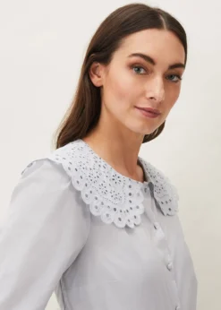 Amelia Oversized Embroidered Collar Blouse