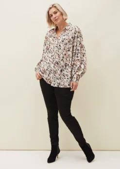 Helen Abstract Feather Print Blouse -Bekleidung Verkaufsgeschäft 502147106 03 helen abstract feather print blouse