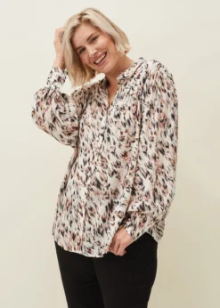 Helen Abstract Feather Print Blouse -Bekleidung Verkaufsgeschäft 502147106 04 helen abstract feather print blouse