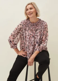 Julie Shirred Floral Blouse -Bekleidung Verkaufsgeschäft 502148300 04 julie shirred floral blouse