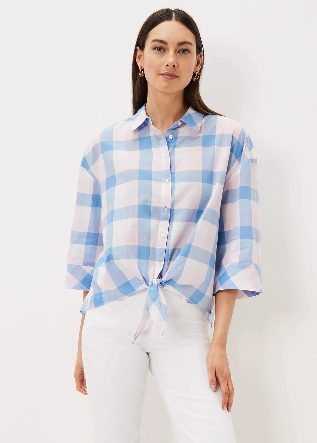 Della Gingham Tie Front Blouse 1 Della Gingham Tie Front Blouse
