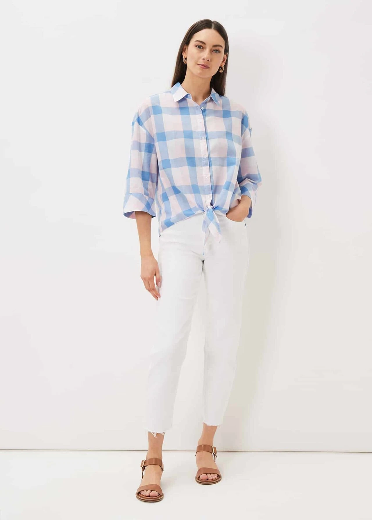 Della Gingham Tie Front Blouse 3 Della Gingham Tie Front Blouse – Bild 3