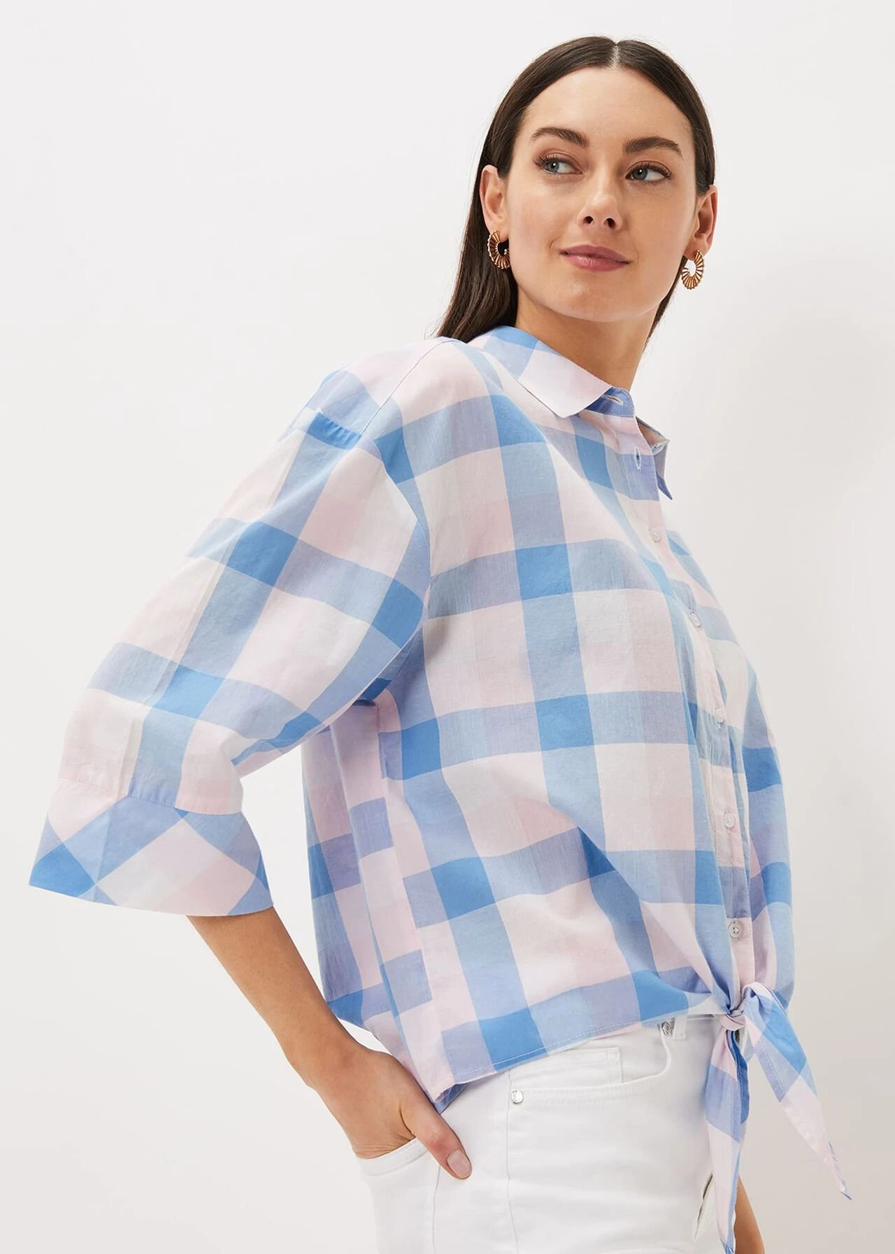 Della Gingham Tie Front Blouse 4 Della Gingham Tie Front Blouse – Bild 4