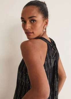 Eula Lurex Halterneck Top Co-Ord -Bekleidung Verkaufsgeschäft 502327029 05 eula lurex halterneck top co ord