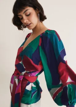 Shalni Abstract Floral Wrap Top