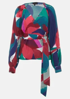 Shalni Abstract Floral Wrap Top -Bekleidung Verkaufsgeschäft 502392000 99 shalni abstract floral wrap top