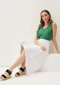 Phoebe Faux Wrap Linen Skirt -Bekleidung Verkaufsgeschäft 801218055 04 phoebe faux wrap linen skirt