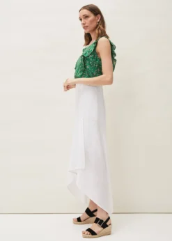 Phoebe Faux Wrap Linen Skirt -Bekleidung Verkaufsgeschäft 801218055 05 phoebe faux wrap linen skirt