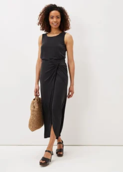 Nathalia Jersey Draped Midi Skirt