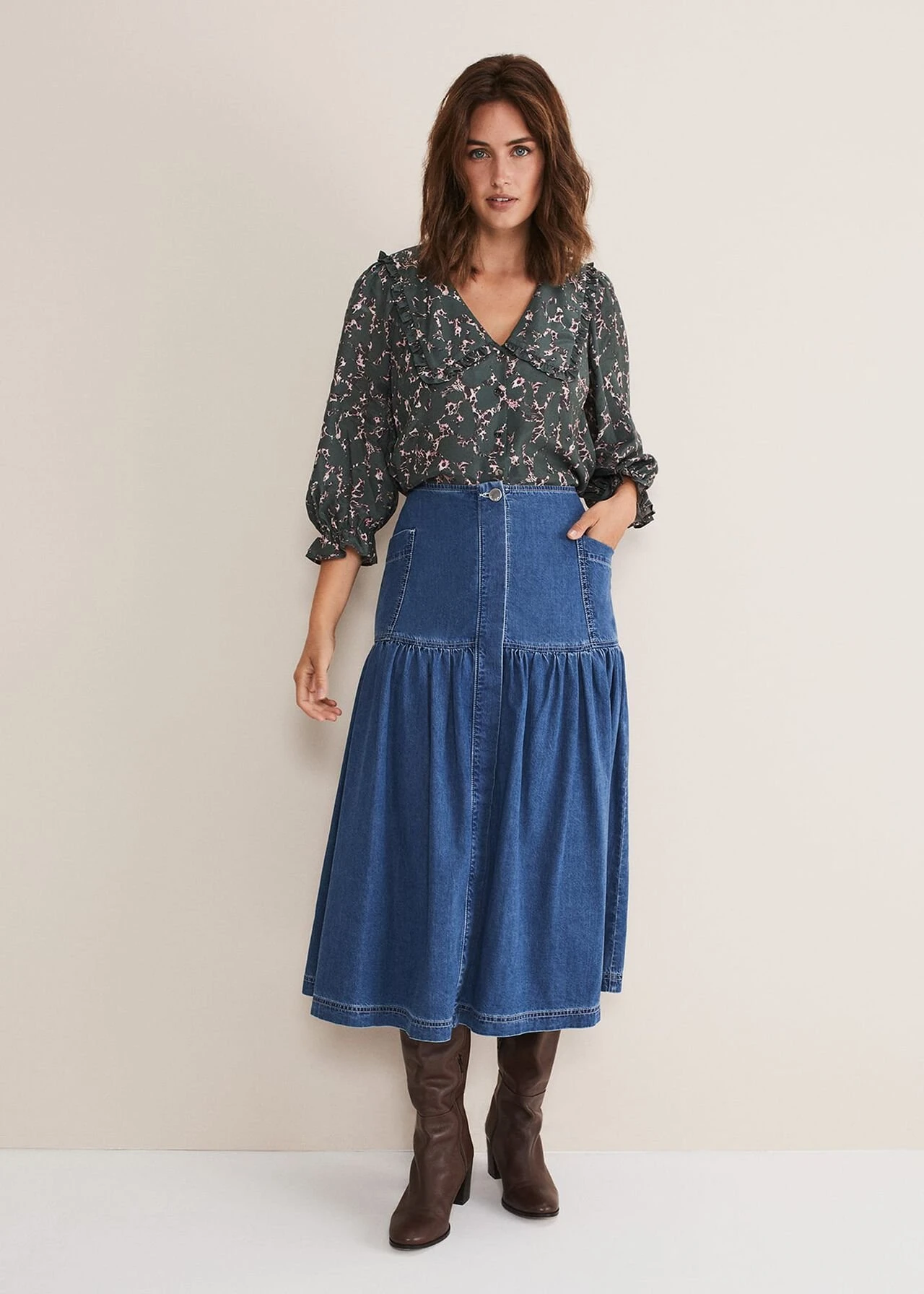 Elodie Tiered Denim Skirt 1 Elodie Tiered Denim Skirt