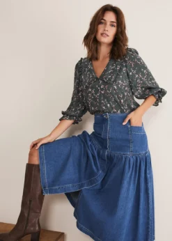 Elodie Tiered Denim Skirt 11 Elodie Tiered Denim Skirt -Bekleidung Verkaufsgeschäft 801298566 04 elodie tiered denim skirt