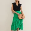 Green Broderie Wrap Maxi Skirt