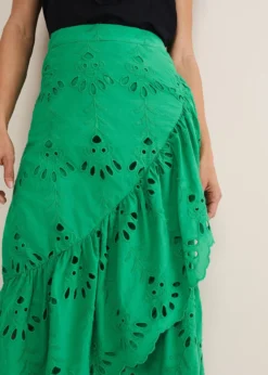 Green Broderie Wrap Maxi Skirt -Bekleidung Verkaufsgeschäft 801321693 05 green broderie wrap maxi skirt