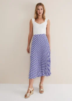 Elmina Geo Pleated Midi Skirt