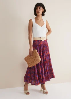 Eloraina Leaf Print Maxi Skirt -Bekleidung Verkaufsgeschäft 801333172 06 eloraina leaf print maxi skirt