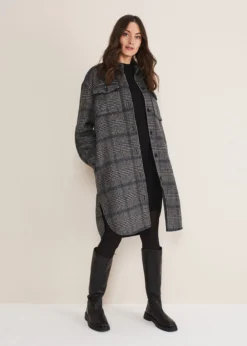 Sarina Check Longline Shacket