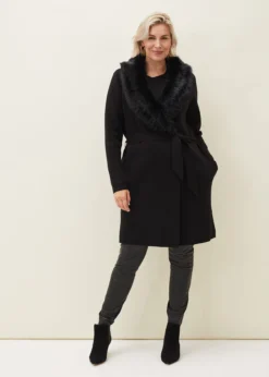 Edessa Fur Collar Wrap Coat -Bekleidung Verkaufsgeschäft 950602050 03 edessa fur collar wrap coat