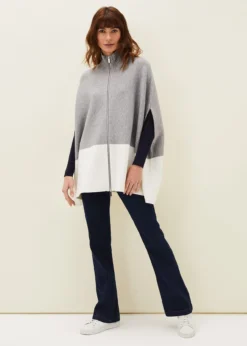 Leaha Colourblock Double Ended Zip Cape -Bekleidung Verkaufsgeschäft 950673670 03 leaha colourblock double ended zip cape