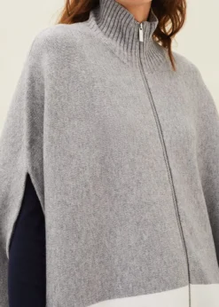 Leaha Colourblock Double Ended Zip Cape -Bekleidung Verkaufsgeschäft 950673670 04 leaha colourblock double ended zip cape