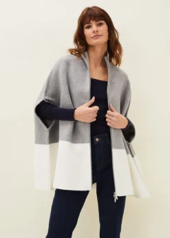 Leaha Colourblock Double Ended Zip Cape -Bekleidung Verkaufsgeschäft 950673670 06 leaha colourblock double ended zip cape