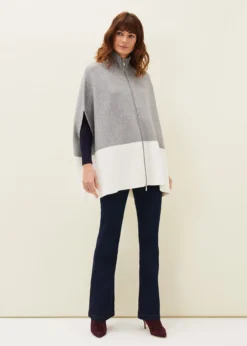 Leaha Colourblock Double Ended Zip Cape -Bekleidung Verkaufsgeschäft 950673670 07 leaha colourblock double ended zip cape