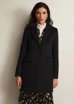 Lydia Black Wool Smart Coat -Bekleidung Verkaufsgeschäft 950731050 03 lydia black wool smart coat